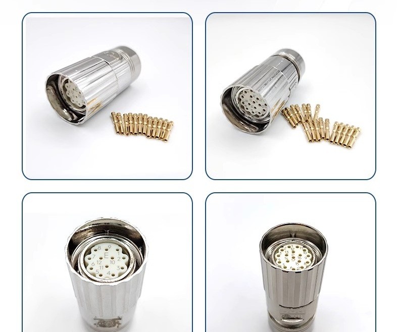 Silver Color Contact Plating Servo Motor Connectors Suitable M23 M40