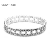 Buy cheap VICKY.HSIEH Silver Tone Glamour Crystal Rhinestone Wedding Bridal Social Stretch product