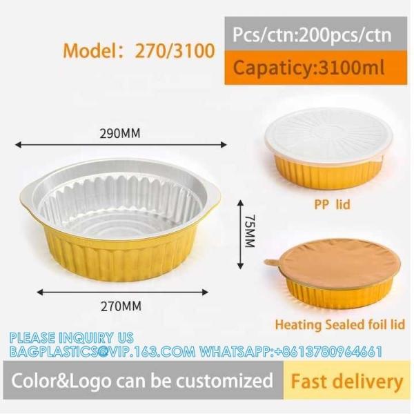 Buy cheap 270mm Diameter 3100ml Air Fryer Thickened Food Storage Golden Aluminum Foil Pot Containers FKitchen Cooking Baking from wholesalers