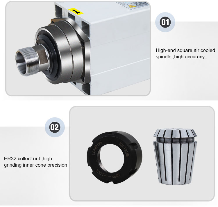6KW GDF60-18Z-6.0 Air Cooled Spindle Motor for CNC Router 12.95KG and High Frequency