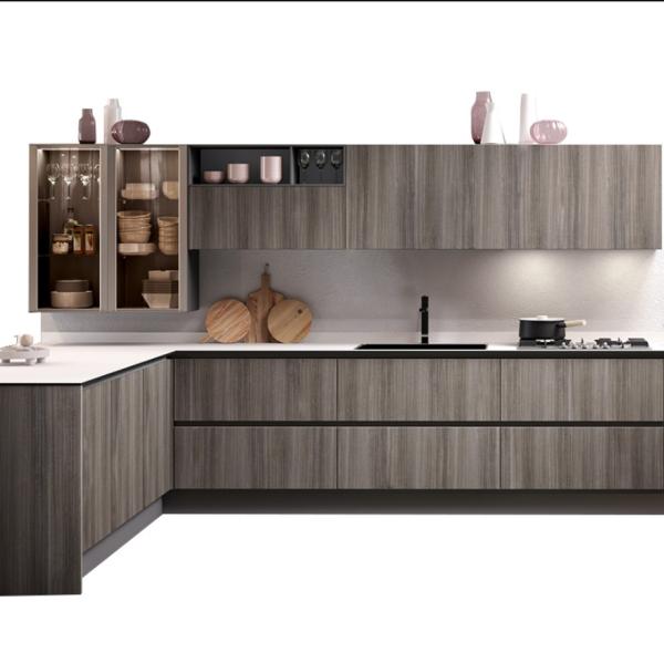 Buy cheap 18mm Walnut Wood Membrane MDF Kitchen Cabinets For Kitchen Furniture from wholesalers