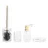 Buy cheap 4pcs Glass Bathroom Accessories Set Clear With Round Shape Ribbed Stripe from wholesalers