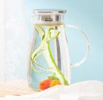 Borosilicate Glass Iced Tea Pitcher 50 Oz Clear Hand Blown Glass Carafe With Lid