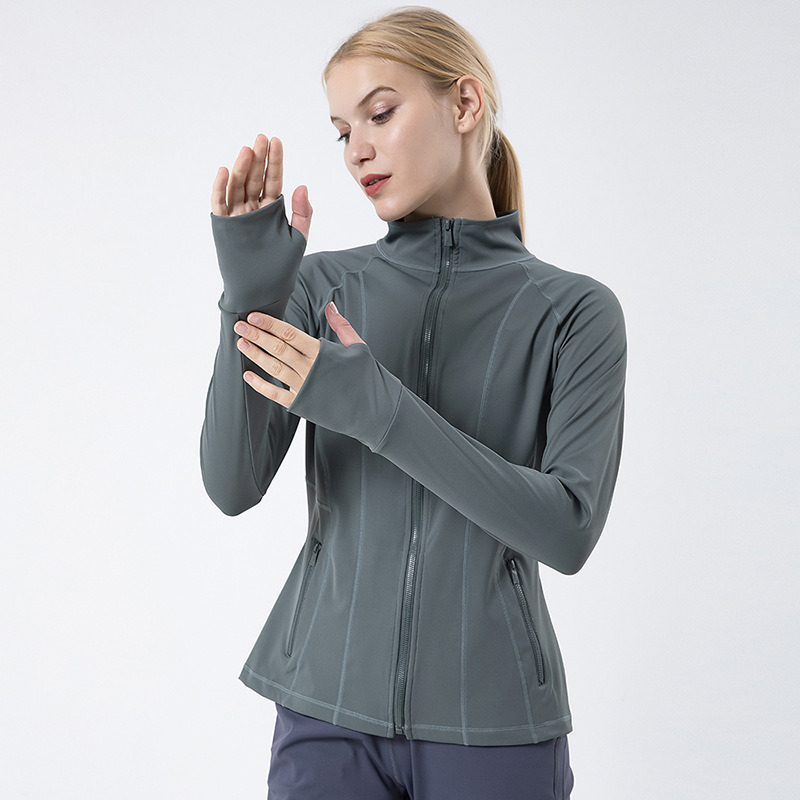 2023 Spring New Women&prime;s Yoga Wear Sports Coat Quick Dry Standing Collar Long Sleeve Running Coat Fitness Clothes
