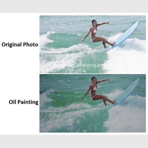 Buy cheap Realistic Custom Oil Painting Portraits Surf Lady Sports Oil Paintings From Picture from wholesalers