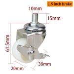 Small Swivel Wheel Caster 1.5 Inch 40kg TPA Threaded Caster Wheels 2615S-23