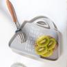 Buy cheap Under Glazed Technique Ceramic Snack Plate Set For Cute Bag Shape Gray Serving Plate from wholesalers