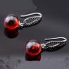 Buy cheap Thai Sterling Silver Marcasite Retro Earrings Synthetic Garnet Bead Drop Earring(053142) from wholesalers