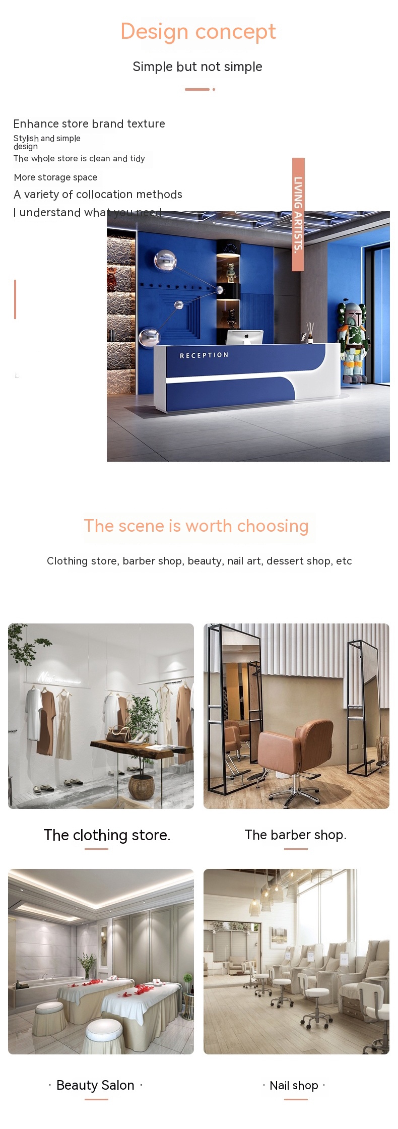 Multifunctional Reception Desk for Lacquer Beauty Salon Bar and Hotel Front Desk