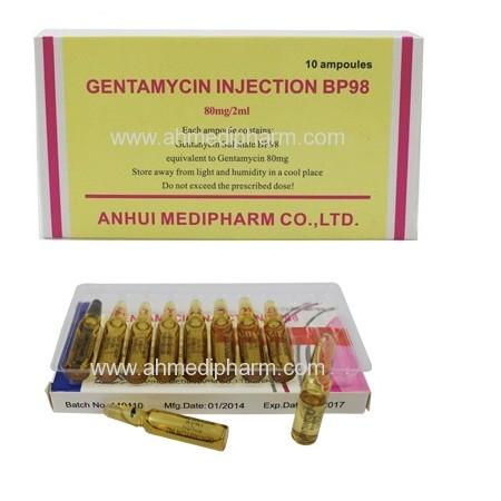 Buy cheap Gentamycin Sulphate Injection 80mg/2ml 10's/box GMP medicine injection BP/CP/USP Standrad from wholesalers
