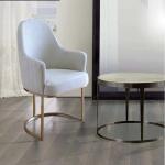 Luxury gold stainless steel dining chair baby pink velvet upholstery armrest