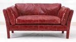 Mid Century Stunning Soft Vintage Leather Sofas With Flared Arms