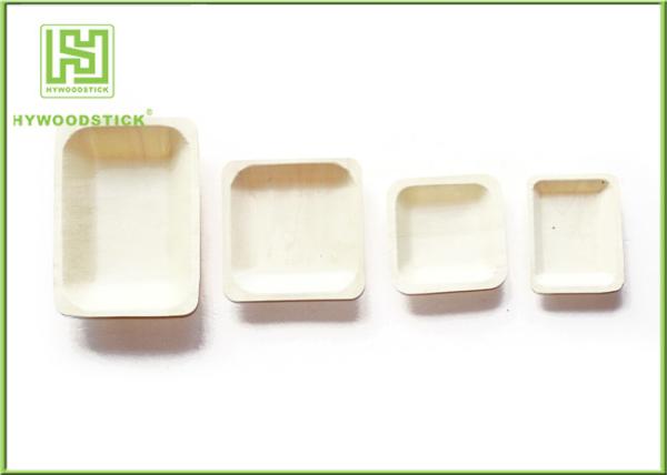 Buy cheap Fast Food Restaurant Disposable Wooden Plates Compostable Utensils 115 * 115 * 15mm from wholesalers