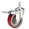 Buy cheap medium duty 4" screw PU cast iron core caster total brake, 4" swivel red PU cast iron caster from wholesalers