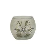 Handpainted Christmas Snowflake Glass Cylinder Candle Holders