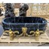 Buy cheap Black Stone Marble Bathroom Bathtub Medusa Bronze Brass Base Bathtubs Luxury Freestanding Shower Room from wholesalers