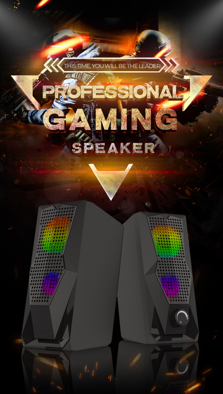 Plug And Play Heavy Bass 2.0 PC Speakers DC 5V With RGB Lighting