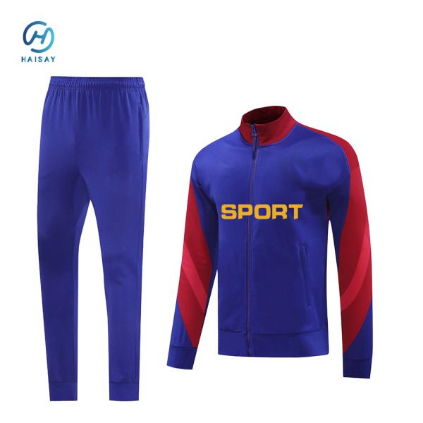 Buy cheap New Arrival Wholesales Men Red/Blue Soccer Tracksuit High Quality New Design Kid/Adult Soccer Sweater Training Suit from wholesalers