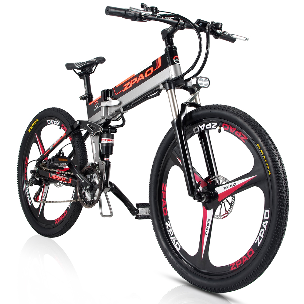 48V 26 inch Electric Folding Bike With 3 Knife And Shimano 21 Speed Derailleur