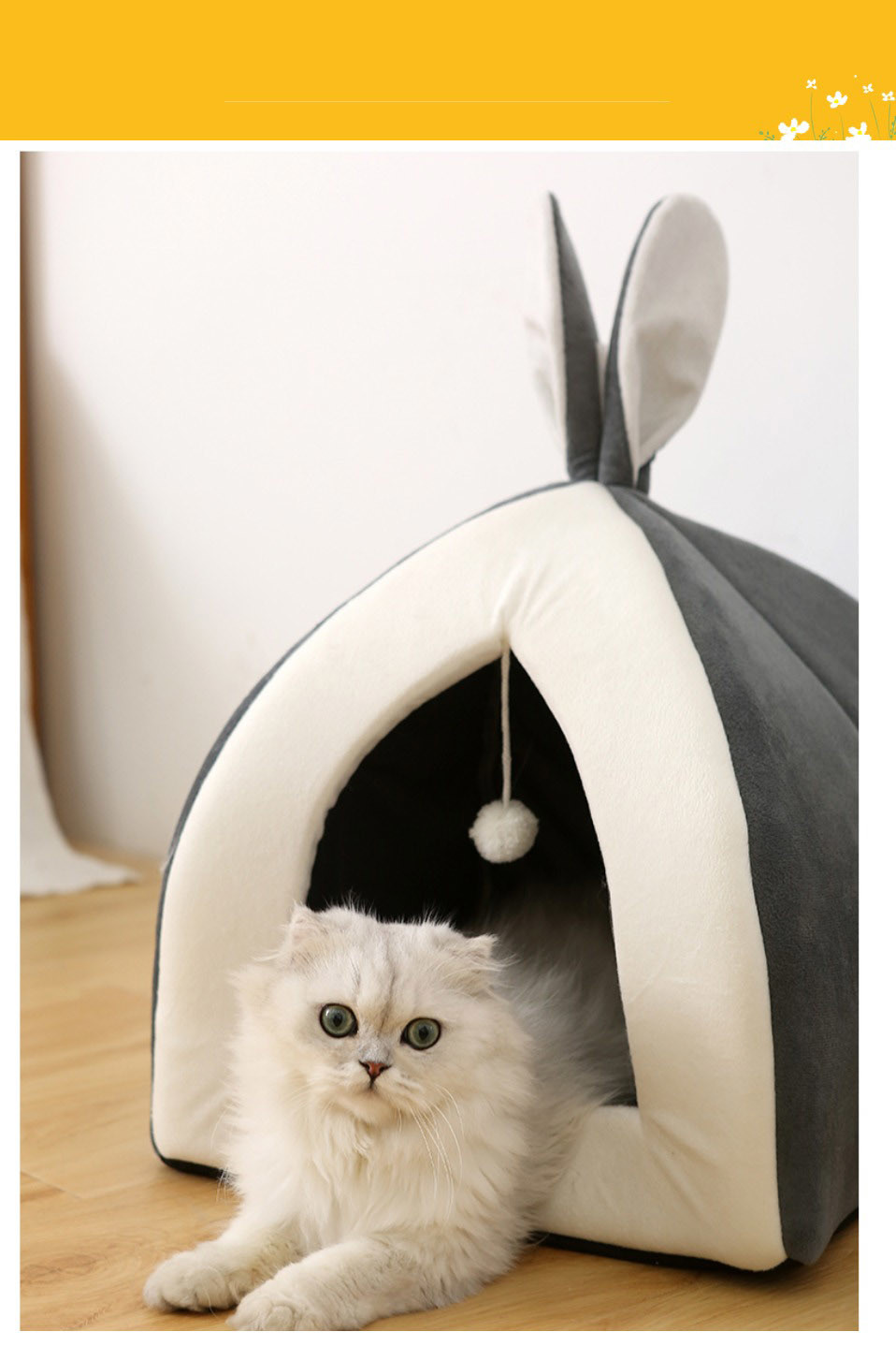 Warm Small Pet Cat Bed / Kitten House Collapsible Cave Bed For Winter