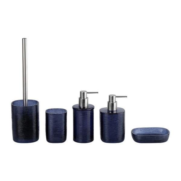 Blue Glass Bathroom Accessories Set with Round Shape and Characteriastic Crazy