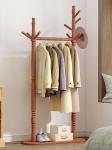 78cm Solid Wood Free Standing Coat Rack Hanger Stand Double Pole