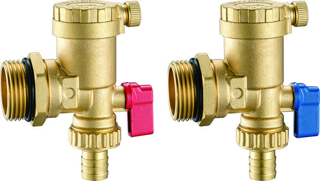 6005 Extruded Profile Manifold Body Parts 2 in 1 End Piece as Automatic Air Exhaust (Horizontal) + Flushing Drain Valve