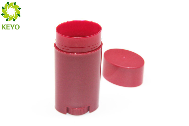 Oval Shape Deodorant Stick Containers , 15g Red PP Plastic Deo Stick Container