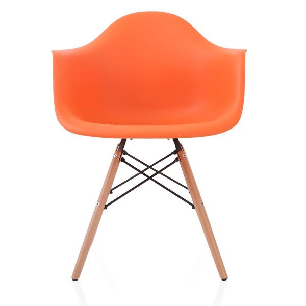 Buy cheap Nordic Orange Molded Plastic Dining Arm Chair Beech Wood Eiffel Legs Stable from wholesalers