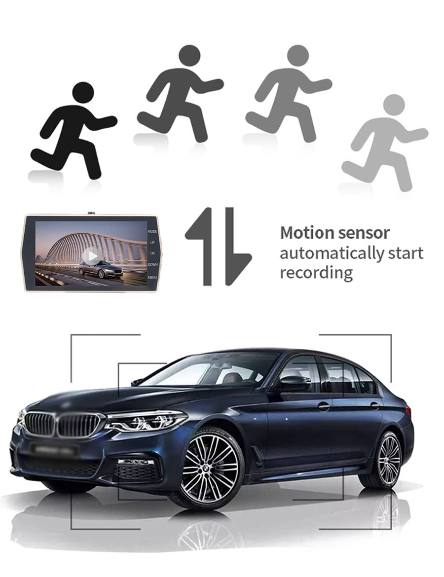 Dual HD 1080P Car DVR Dash Cam Recorder 4 Inch IPS Screen Front And Rear Camera