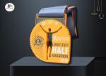 Round Custom Sports Medals / Spray Yellow Cut Out And Soft Enamel Medailles With