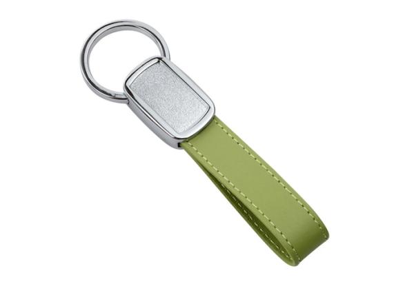 Buy cheap Debossing Tape Green PU Leather Key Chains Strap Epoxy Doming from wholesalers