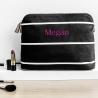 Buy cheap Personalized Blue Stripe Cotton Canvas Cosmetic Bag Bag from wholesalers