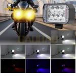 White Flash Blue Red Metal LED Headlight Motorcycle Fog Light