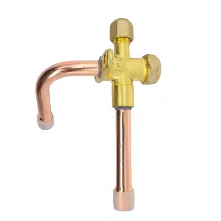 Copper Straight L Bend Service Valve for Split AC for Refrigerator Parts Air Conditioner Maintenance