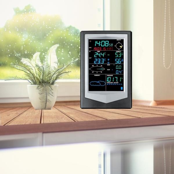 Buy cheap VA Screen Outdoor Wireless WIFI Temperature Sensor Weather Station In Black And Silver from wholesalers