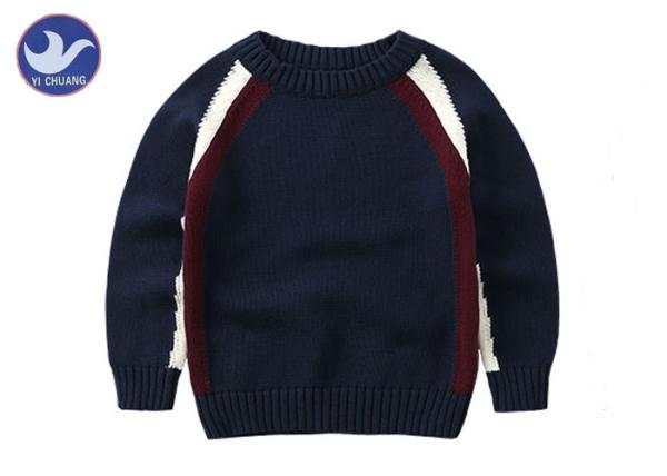 Buy cheap 12GG Gauge Stylish Stripes Boys Cotton Sweater For Spring , Winter from wholesalers