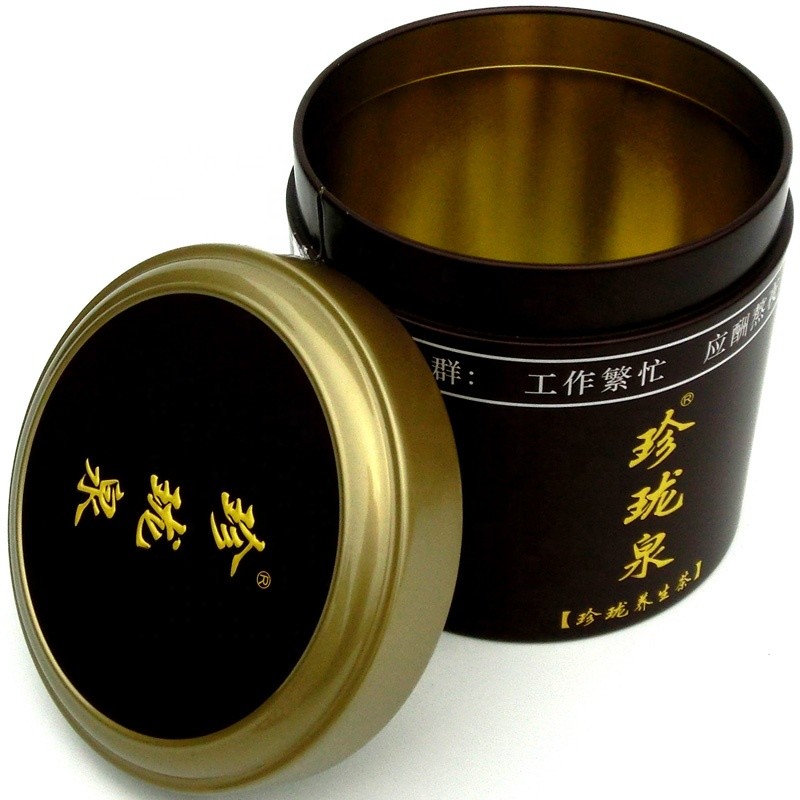 Printed Small Metal Tins Round Storage Tins Cylinder Tin Boxes for Sale Tea Tin Cans
