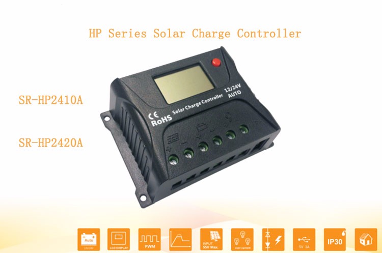10a RV Solar Charge Controller Pwm Waterproof Solar Panel Regulator HP2410