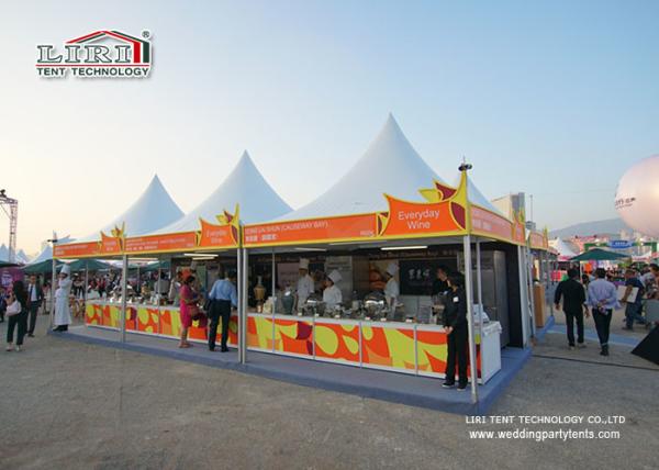 Portable 5x5m pagoda gazebo canopy tent aluminum frame and PVC roof cover used