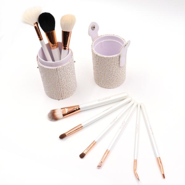 Buy cheap 9pcs White Color Travel Size Makeup Brushes Plastic Handle Facial Makeup Tool from wholesalers