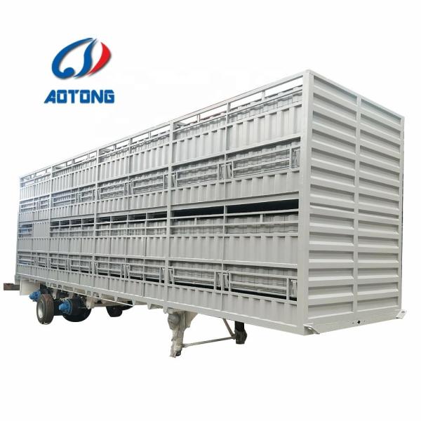 Buy cheap 3 Axles Two Storages 50 Head Cow Livestock Fence Truck Trailer for Cattle Transport from wholesalers