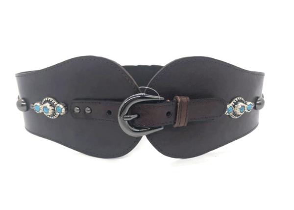 Women Genuine Leather Pin Buckle Retro Elastic Belts For Dresses / Wide Cinch