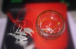 Caviar sea food cooler glass server with high quality glass material and logo