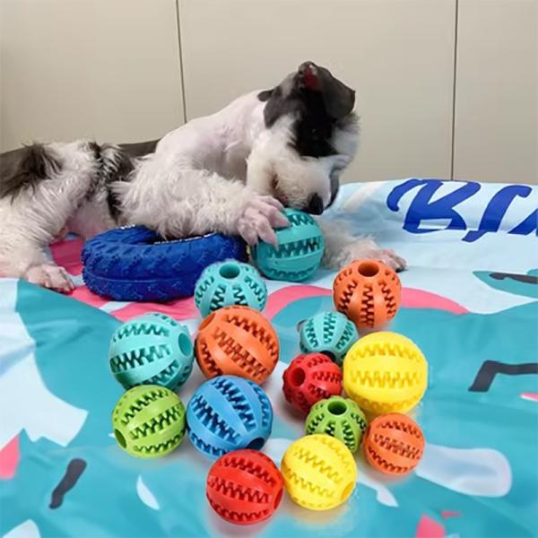 Pet Dog Rubber Treat Dispensing Ball Hiding Food Puzzle Bite Interactive Pet