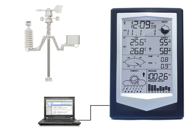 OEM Advanced Professional Home Weather Station With Alarm Clock And Wind Speed 185*123*23mm