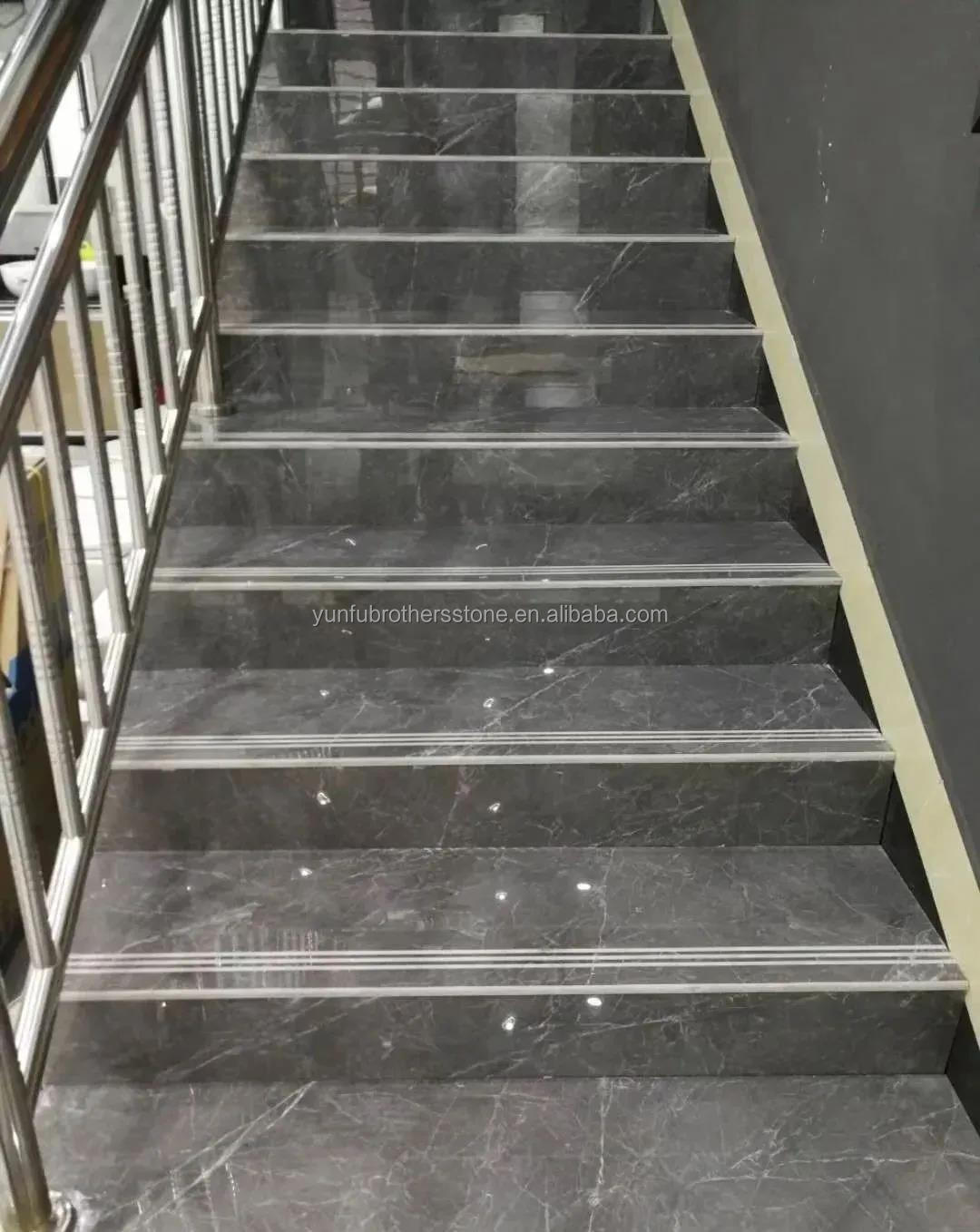 Indoor Natural Marble Spiral Stairs with Polished Cut-to-Size Treads and Modern Style