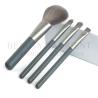 Buy cheap 4piece Mini Makeup Brush Set Travel Size Grey Wooden Handle Aluminum Ferrule from wholesalers