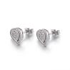 Buy cheap 1.57g 925 Silver CZ Earrings Double Heart Bridal Statement Earrings from wholesalers