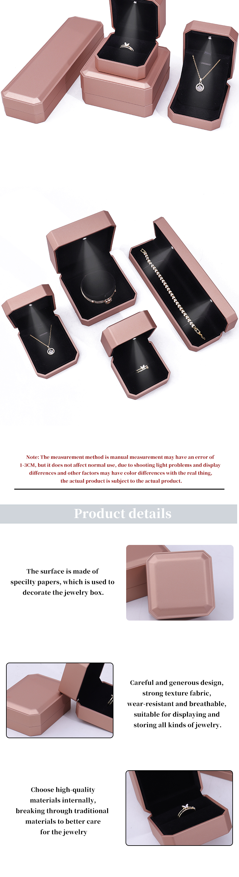 Customized LED Luxury Jewelry Box Packaging For Rings Necklaces Bracelets Earrings